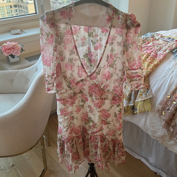 LoveShackFancy Arlo Mini Dress Rose print. Size 8. - Picture 4 of 13